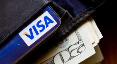 Wallet with Visa and cash