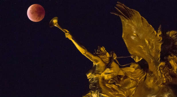 A blood moon as seen in Paris, France.