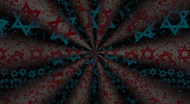 Stars of David on multicolored background